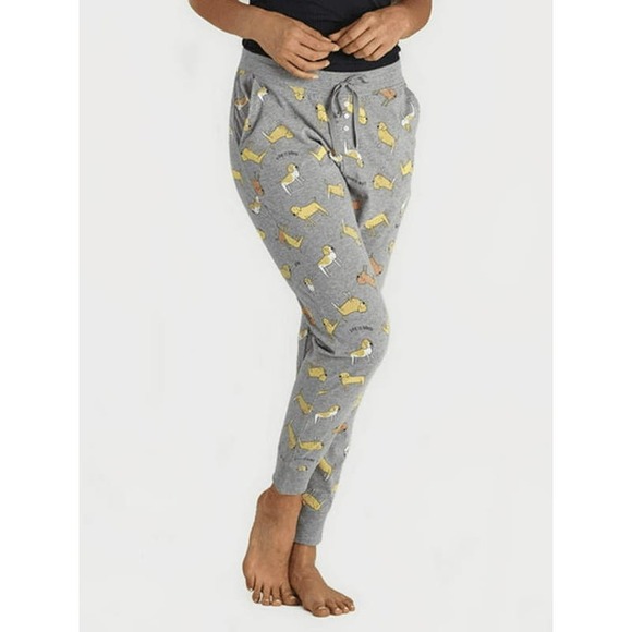 Life Is Good Dog Print Gray Pajama Pants Size Medium Yellow Lab Sleep Bottom - Picture 1 of 9